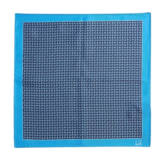 Dunhill scarf handkerchief foulard 12.48x12.48 blue unisex